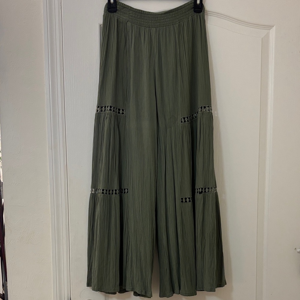 Olive Green Women's Wide-Leg Pants